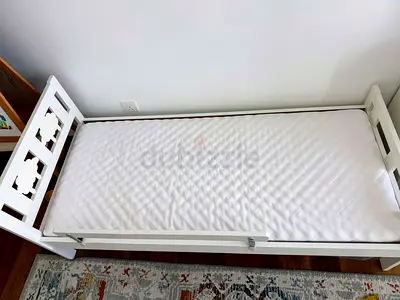 Charming White IKEA kids bed with Mattress and Free Kids Kitchen.