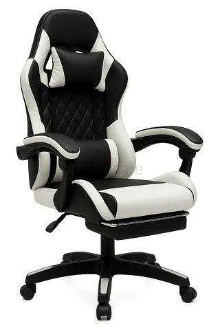 Black  White Elite Ergonomic Gaming Chair - Adjustable PU Leather for Office  Home use