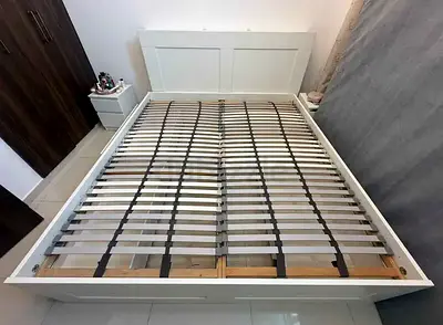 ‎IKEA brimness king size 180×200cm bed frame with headboard+ 4 big storage drawers + Ikea mattress