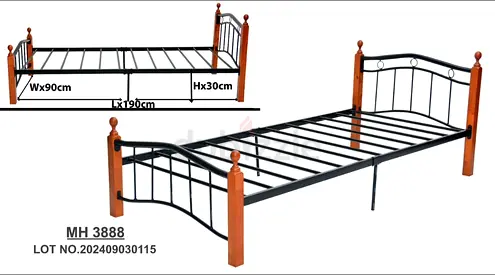Stylish Metal and Wood Single Bed - Perfect for Your Space! 90X190 CM