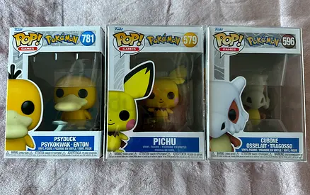 Rare Pokémon Funko Pop Collection: Psyduck, Pichu, Cubone Set