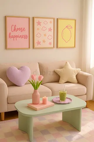 Charming Colorful Living Room Decor with Heart and Star Accents