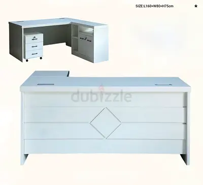 Modern White L-Shaped Office Desk with Storage