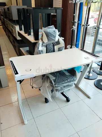 Sleek White Study Table with Chair for Sale