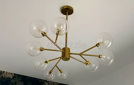 Stunning Modern Chandelier with Nine Glass Globes