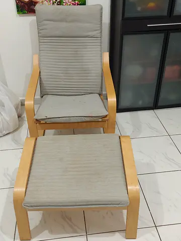 Comfortable Wooden Chair with Ottoman for Sale