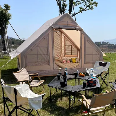 Inflatable Tent for Family Camping Blow Up Tent with Hand Pump Easy Setup Glamping Tents with Stove