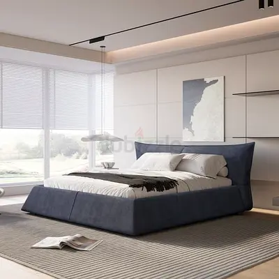 Gray fabric bed king size