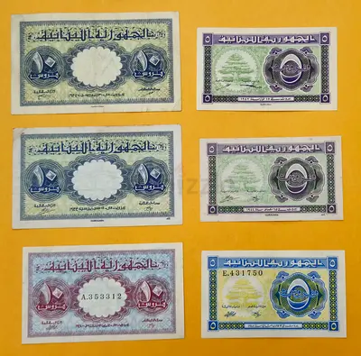 Lebanon 6 Banknotes Set, 5 And 10 Piastres, For 1942 / 1944 / 1948, Please Read The Description.