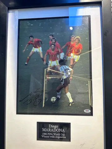 Framed Sports Memorabilia -Limited Edition Collectible. Maradona goal against Belgium  in ‘86 WC
