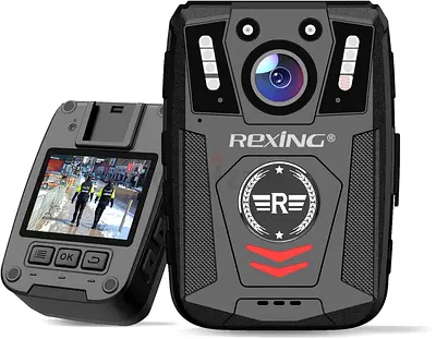 REXING P1 Body Worn Camera, 2” Display 1080p Full HD 64G Memory,Record Video Audio  Pictures,Infrar
