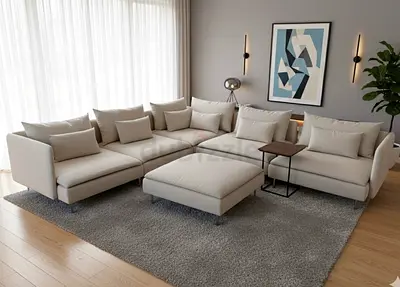 Ikea söderhamn corner sofa with footstool