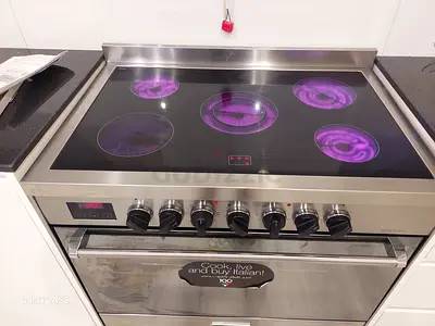 Bompani Electric Ceramic Cooker 5 Burner Size 90 by 60 made in Italy Stainless