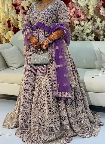 Stunning Purple Embroidered Bridal/ Party Wear Lehenga Dress or Sale!