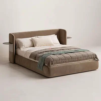 Luxurious Modern Bed with Soft Upholstery
