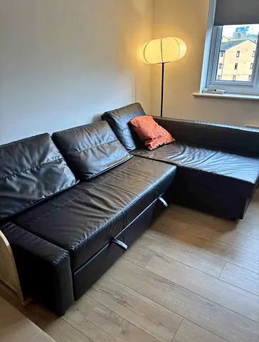 L shape sofa bed with storage black