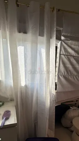 Satin White Sheer Curtains with blinds