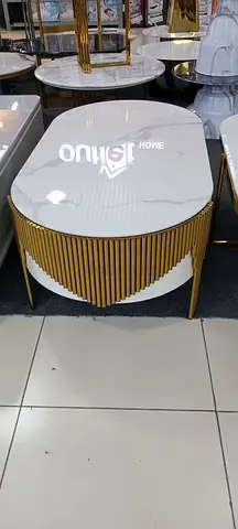 Elegant Marble Top Coffee Table with Gold Accents