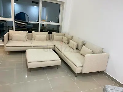 IKEA Söderhamn corner six seater sofa with footstool In beige