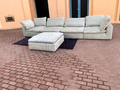 Feather  filled Modular Pan home pianca 5_ pieces Modular Sofa with footstool