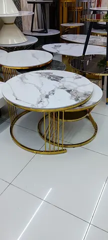 Elegant Round Coffee Table with Marble Top