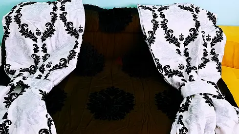 Elegant Black and White Floral curtains