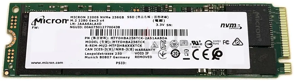 Micron,2200S,256GB,SSD,NVMe,Laptop,HardDrive,HardDisk,FreeDelivery