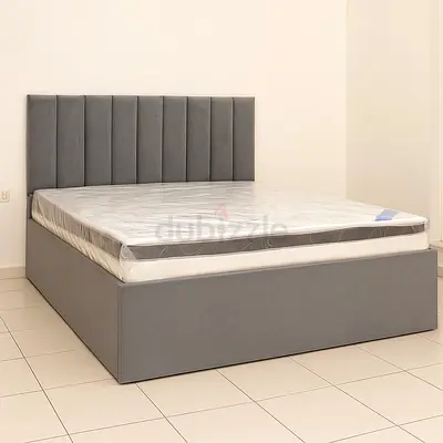 Elegant Grey Fabric Bed with Storage 180X200 Size