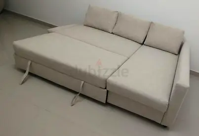 IKEA L Shape Sofa cum bed with big storage and you can fix the storage left or right anyside you wan