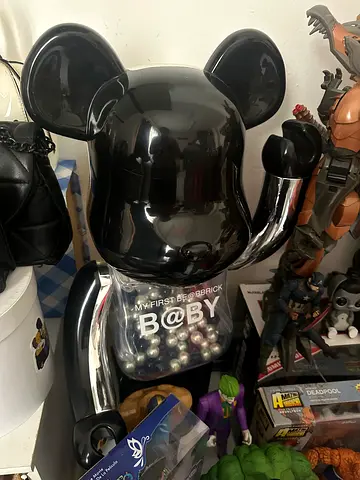 Bearbrick 1000% “my first baby bearbrick” black and silver
