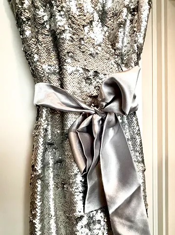 Evening Dress Glamorous Elegant Chic silver sequin evening gown perfect condition