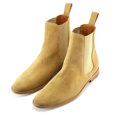 Caballero Men’s Sand Suede Leather Artisanal Chelsea Boots (Size 10)