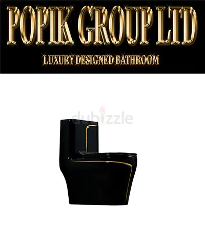 Luxury Black  Gold Designer Toilet by POPIK GROUP LTD – Premium Bathroom Elegance