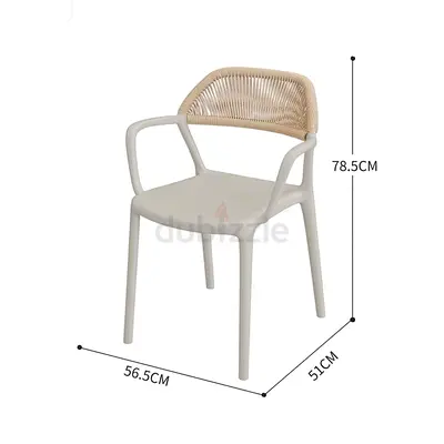 Black Modern Outdoor Armchair with Woven Rattan Backrest and Plastic Seat, Ideal for Patio, Garden