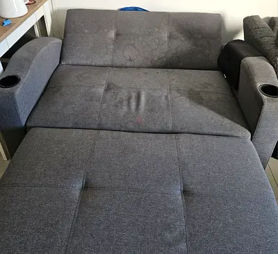 Stylish Gray Sofa Bed with Cup Holders