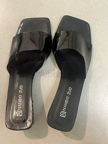 Black Heels with Transparent black strip