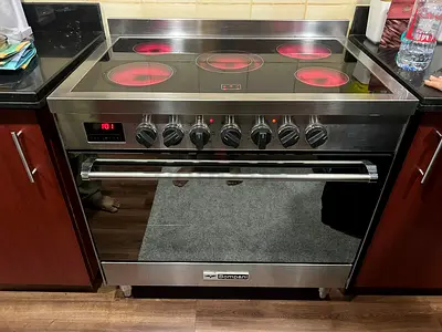 Bompani Electric Ceramic Cooker 5 Burner Size(90 X 60) Stainless Steel Model Bo683D FREE Delivery +W