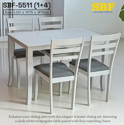 Elegant 4-Seater White Dining Set with Matching Chairs