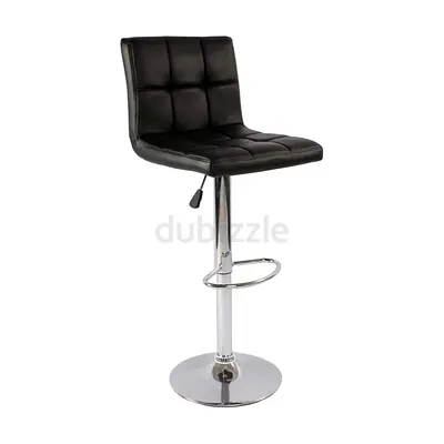 PU Leather Bar Stool High Chair Adjustable Bar Chair with Metal Base for Kitchen,Bar Counter (Black)