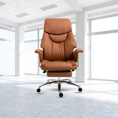 Executive leather recline footrest chair