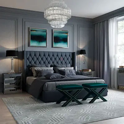 Chic Luxury Tufted Velvet Fabric Bed