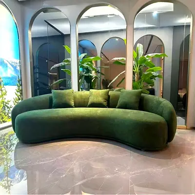 Stylish Green Curved Sofa for Sale!