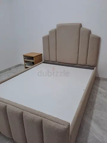 Modern Beige Upholstered Bed for sale