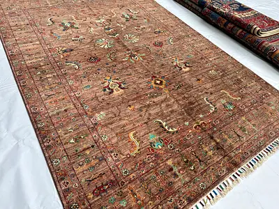 173 x 238 cm | New Handmade Sultani Rosewood Pink Carpet 52U