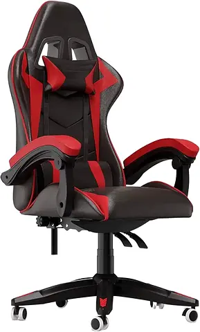 Comfortable Gaming Chair in Eye-Catching Red and Black