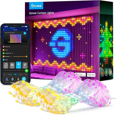 Govee Curtain Lights,2pack  Smart LED Window Lights, RGB Color Changing Wall Light, Dynamic DIY Curt