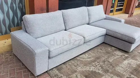 Four Seater Ikea kivik L shape sofa light gray