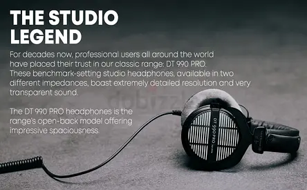 Beyerdynamic Dt 990 Pro Over-Ear Studio Monitor Headphones - Open-Back Stereo , Wired (80 Ohm Black)