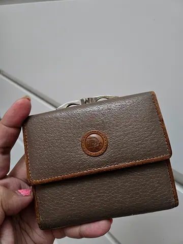 Authentic Dior Brown Vintage Leather Wallet for Sale