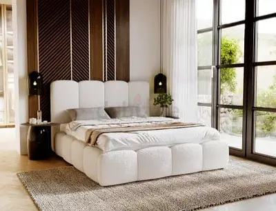 Luxurious Modern Bed Set with Abstract Carpet